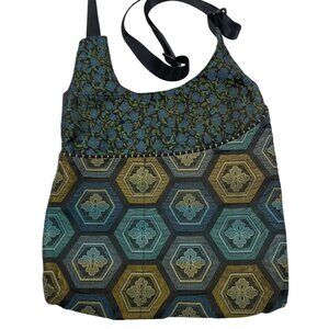 Maruca Shoulder tote Bag With Adjustable Strap tapestry floral Hexagon Pattern